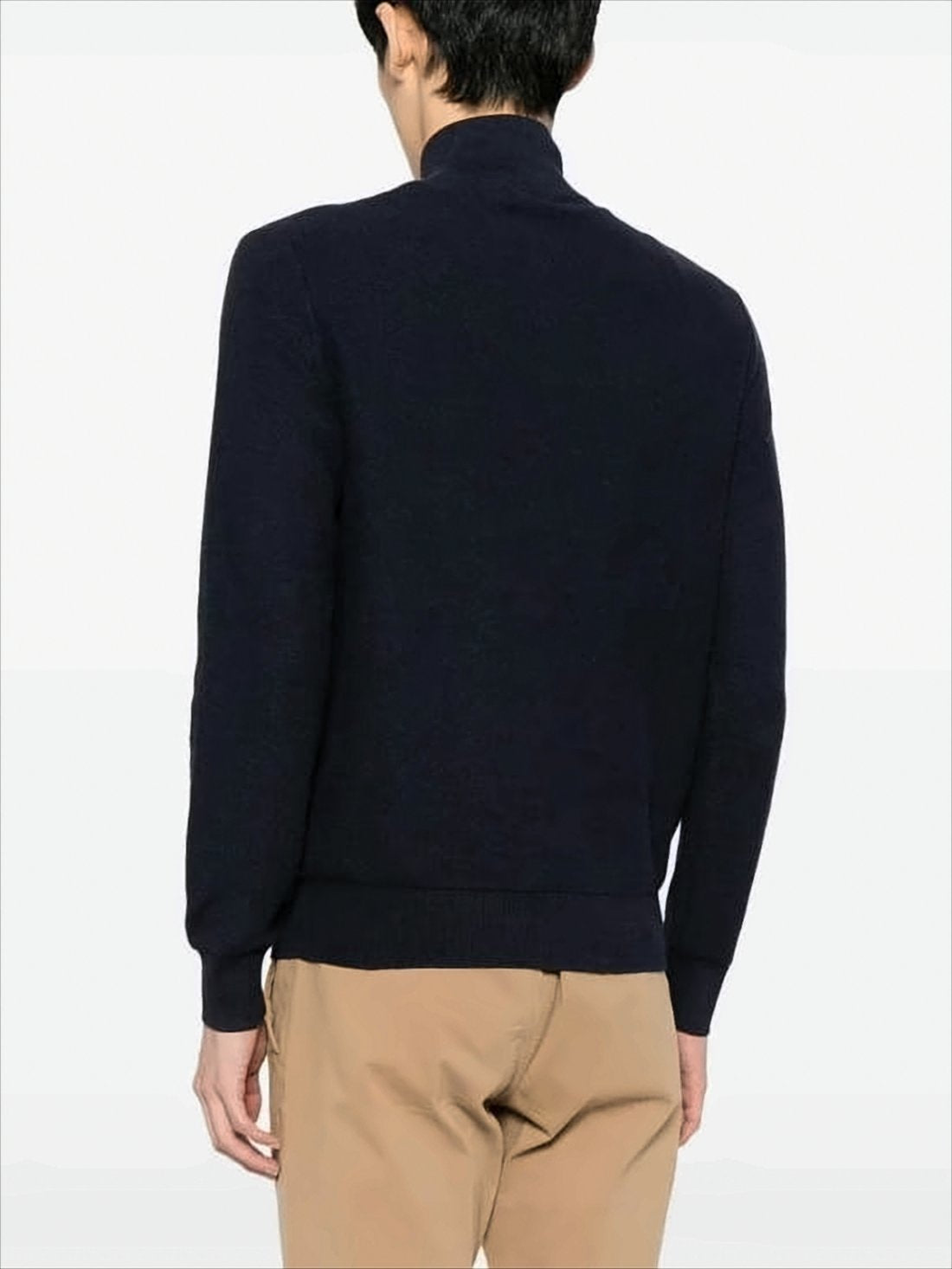 Half-Zip Turtleneck Sweater with Ribbed Hem