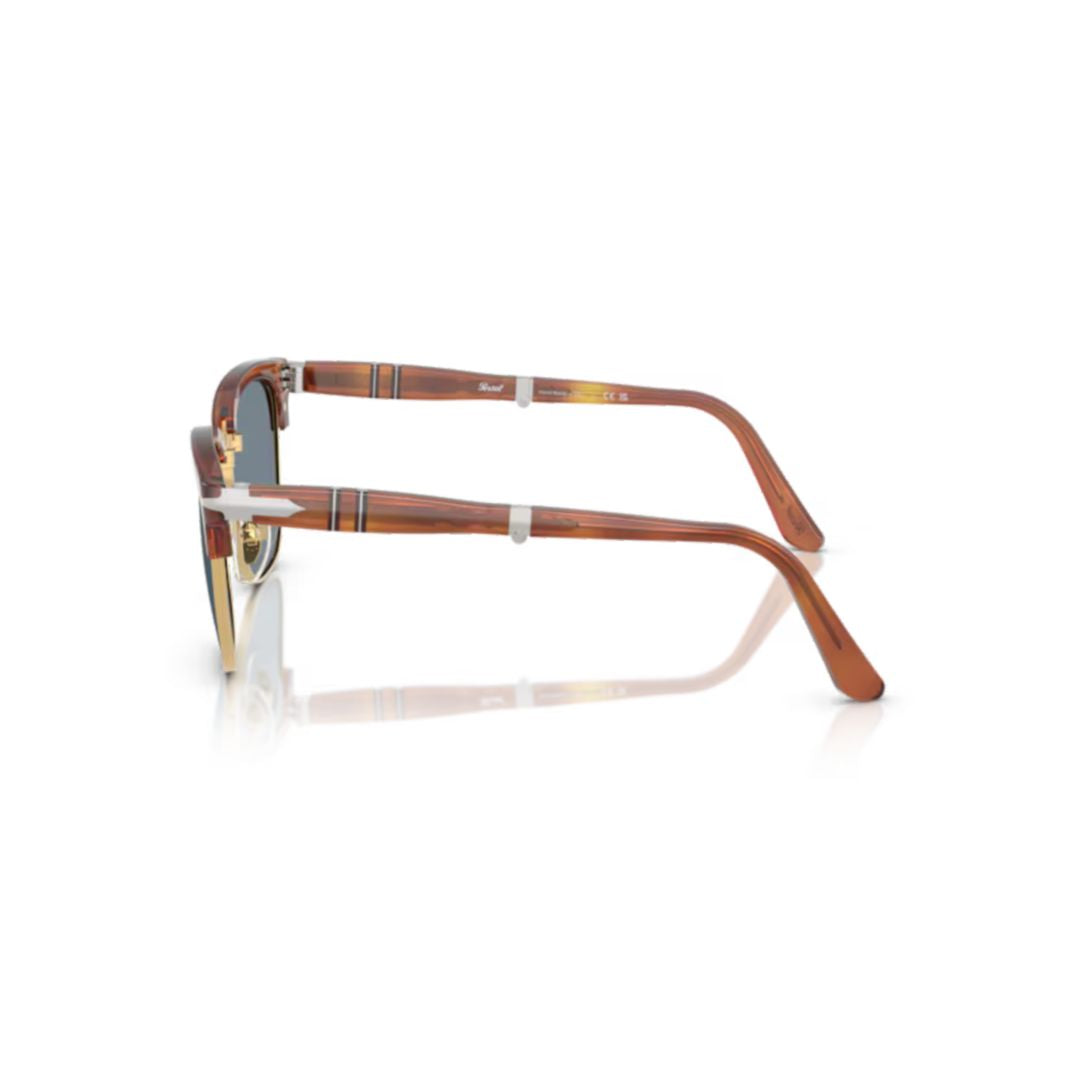 0po3375s Classic Tortoiseshell Clubmaster Sunglasses with Gold Accents