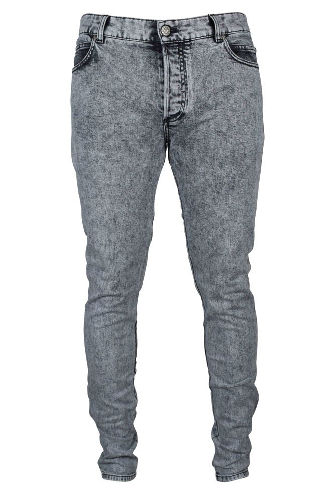 Faded Gray Slim-Fit Jeans With Logo Detail