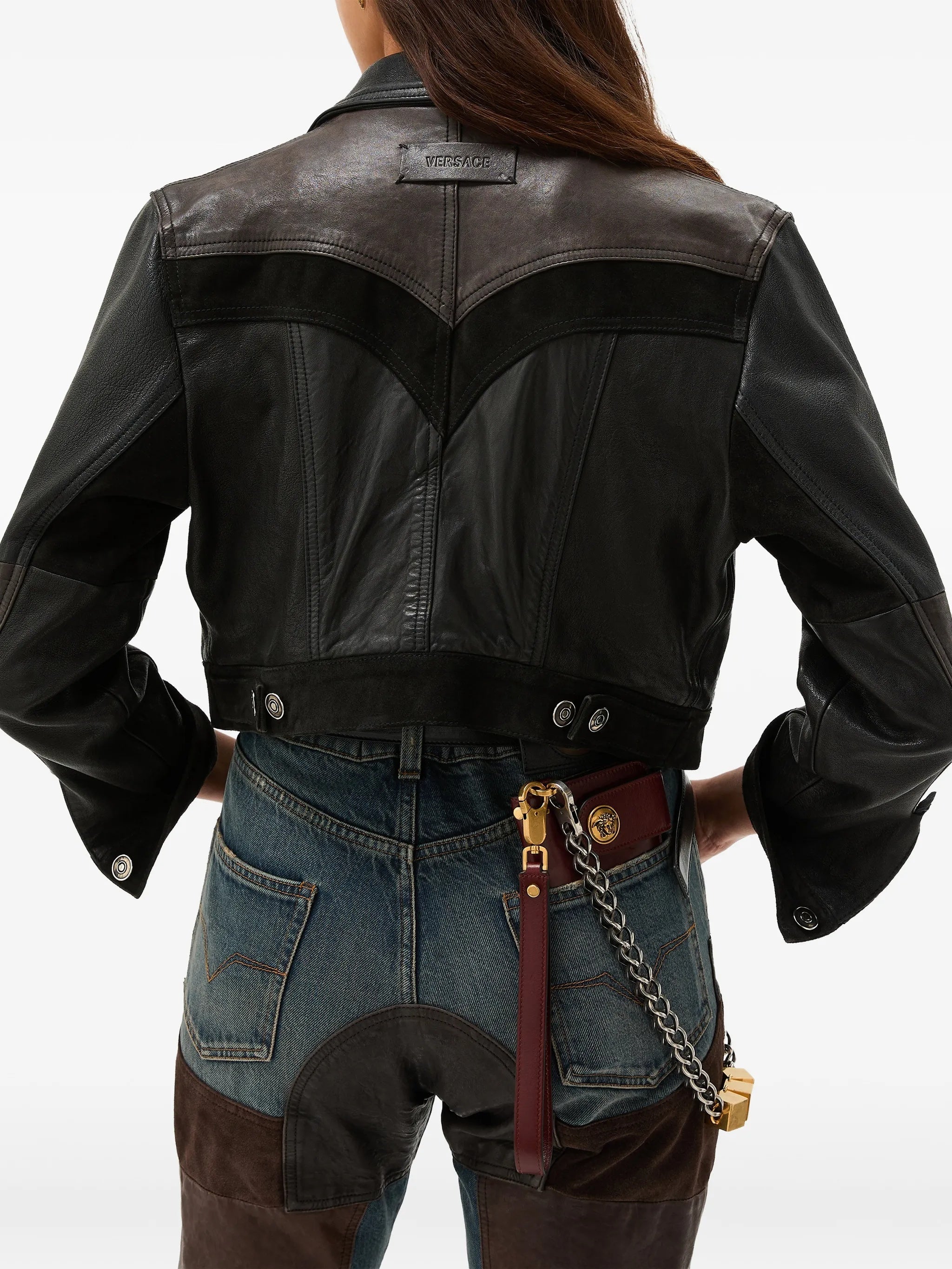 Dark Brown Patchwork Unit Mix Jacket