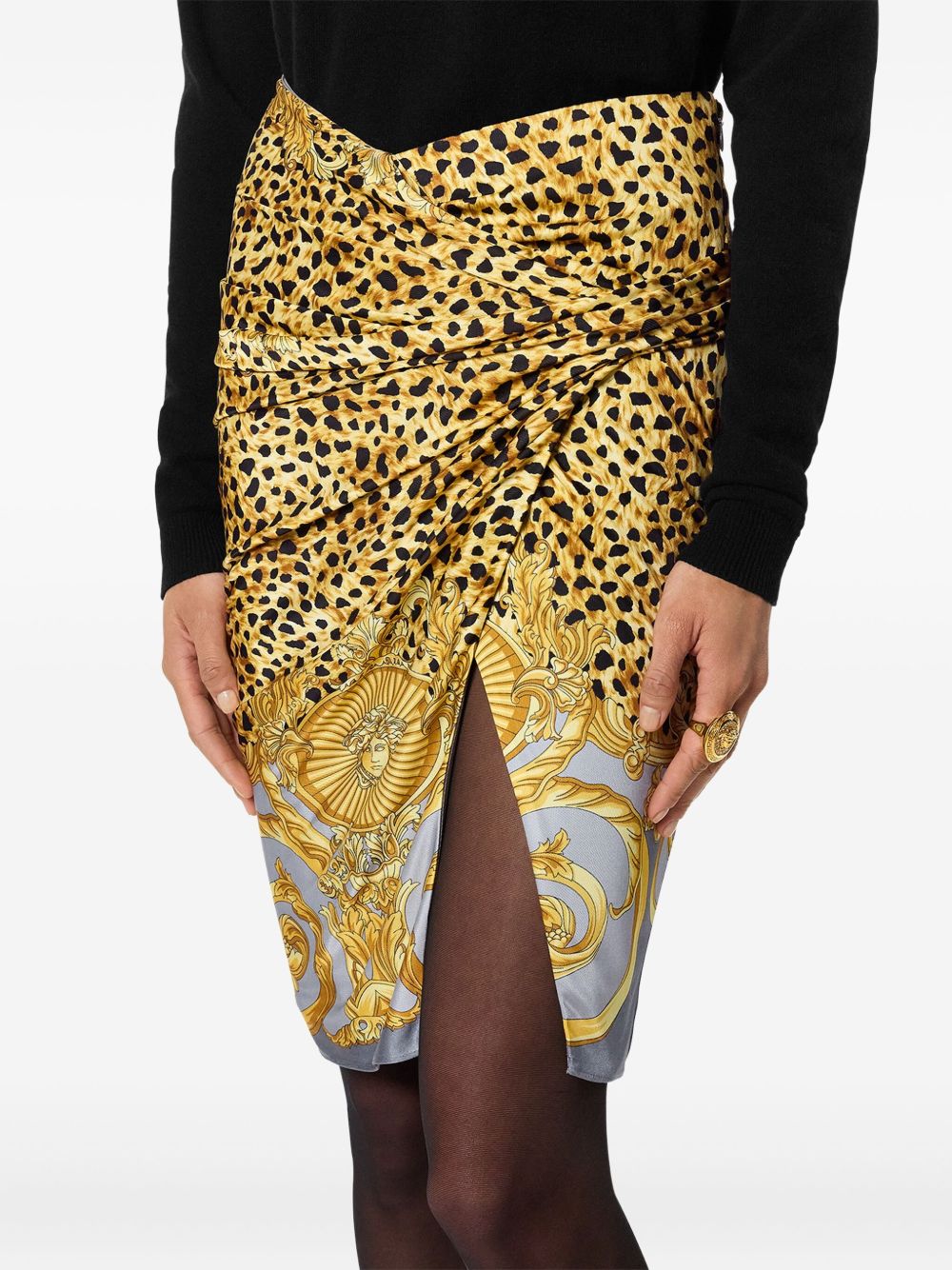 Grey Cheetah Print Midi Skirt