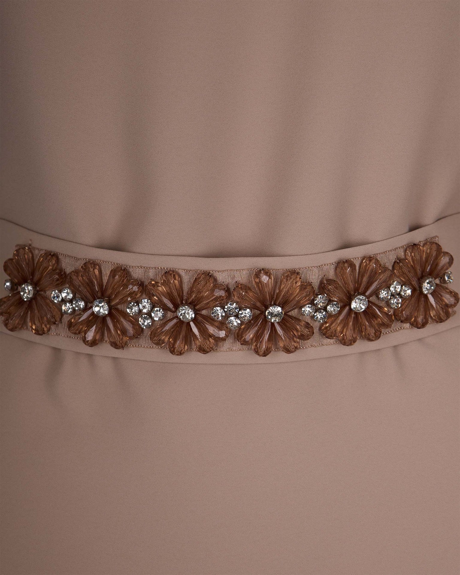 Nude Embroidery Belt Blouse