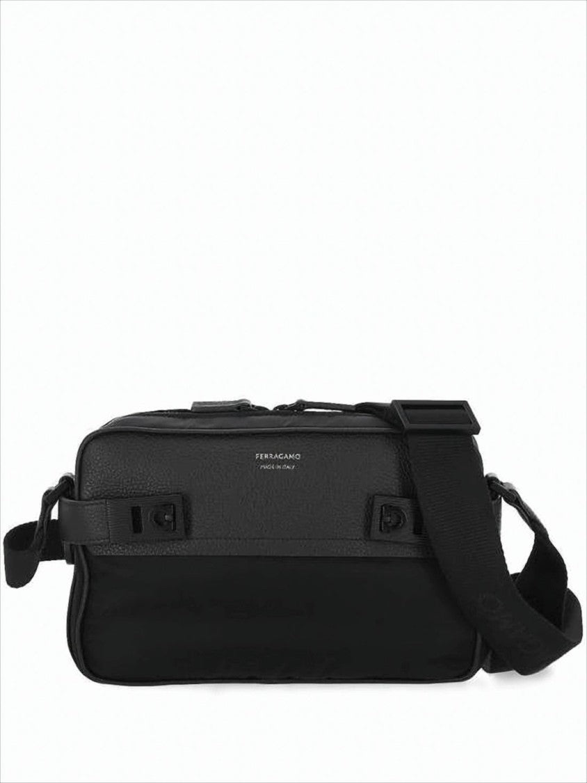 Rectangular Calf Leather Crossbody Bag with Adjustable Strap