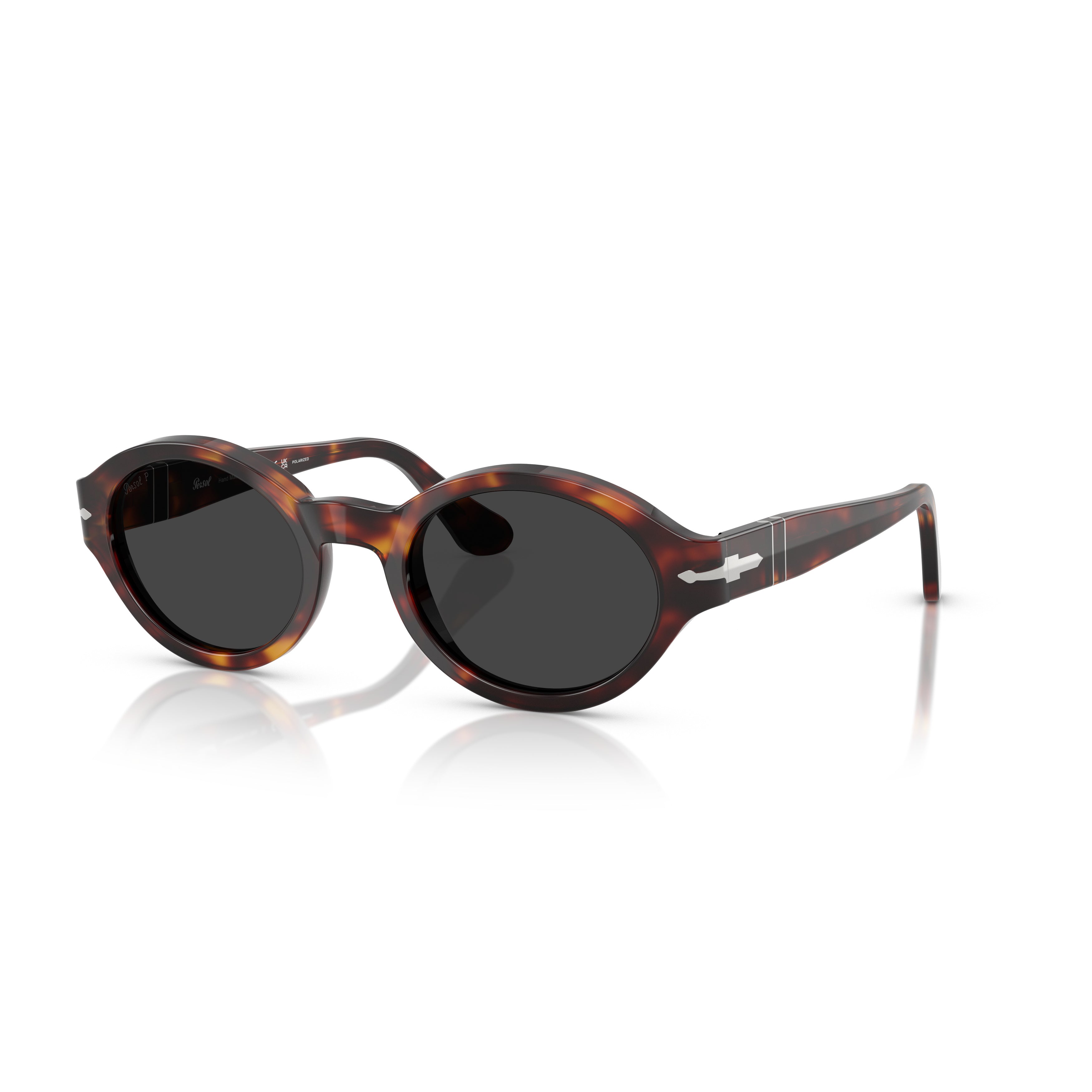 0po3378s Tortoiseshell Oval Frame Sunglasses with Metallic Detail