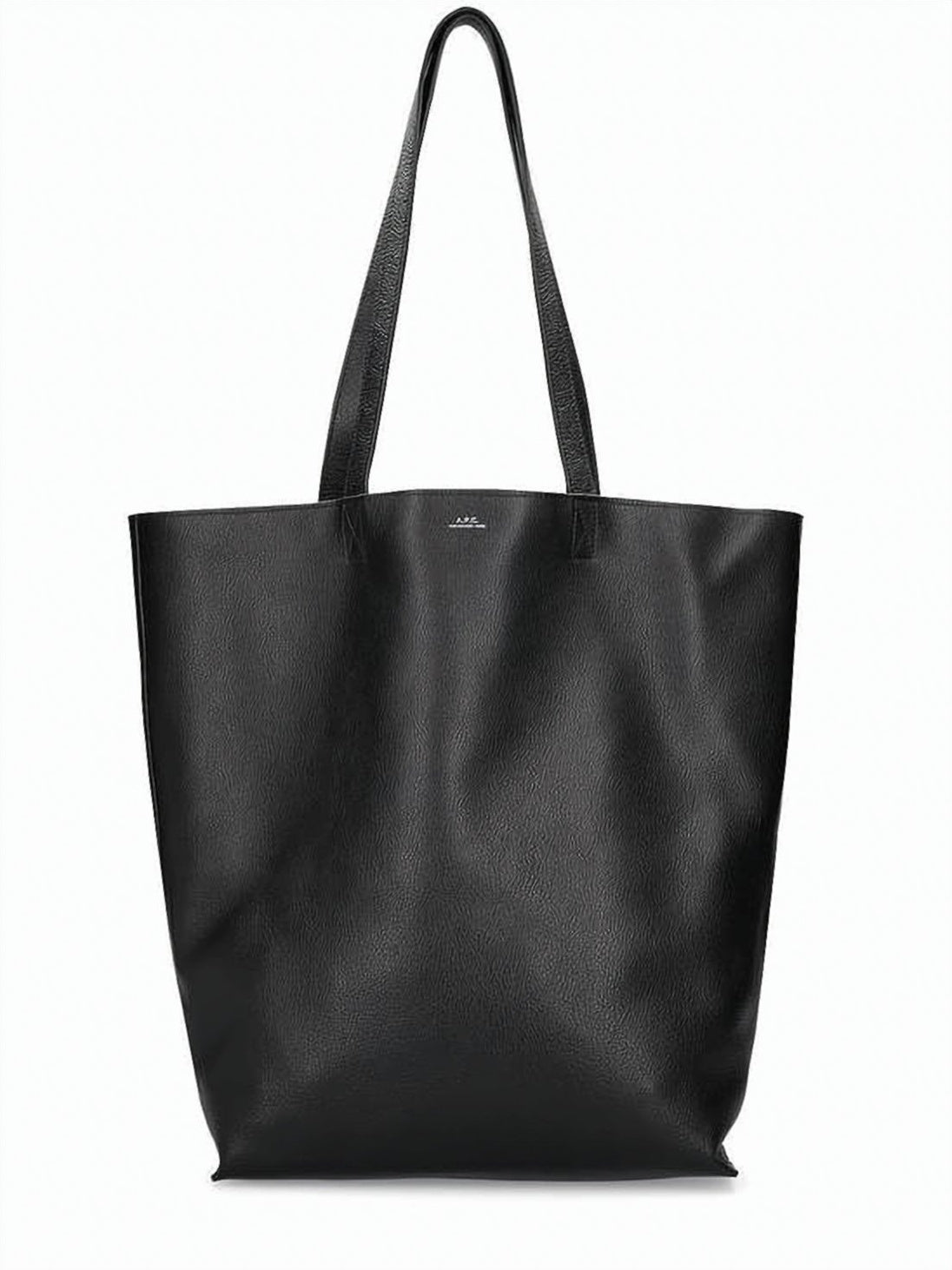 Spacious Black Calf Leather Tote Bag