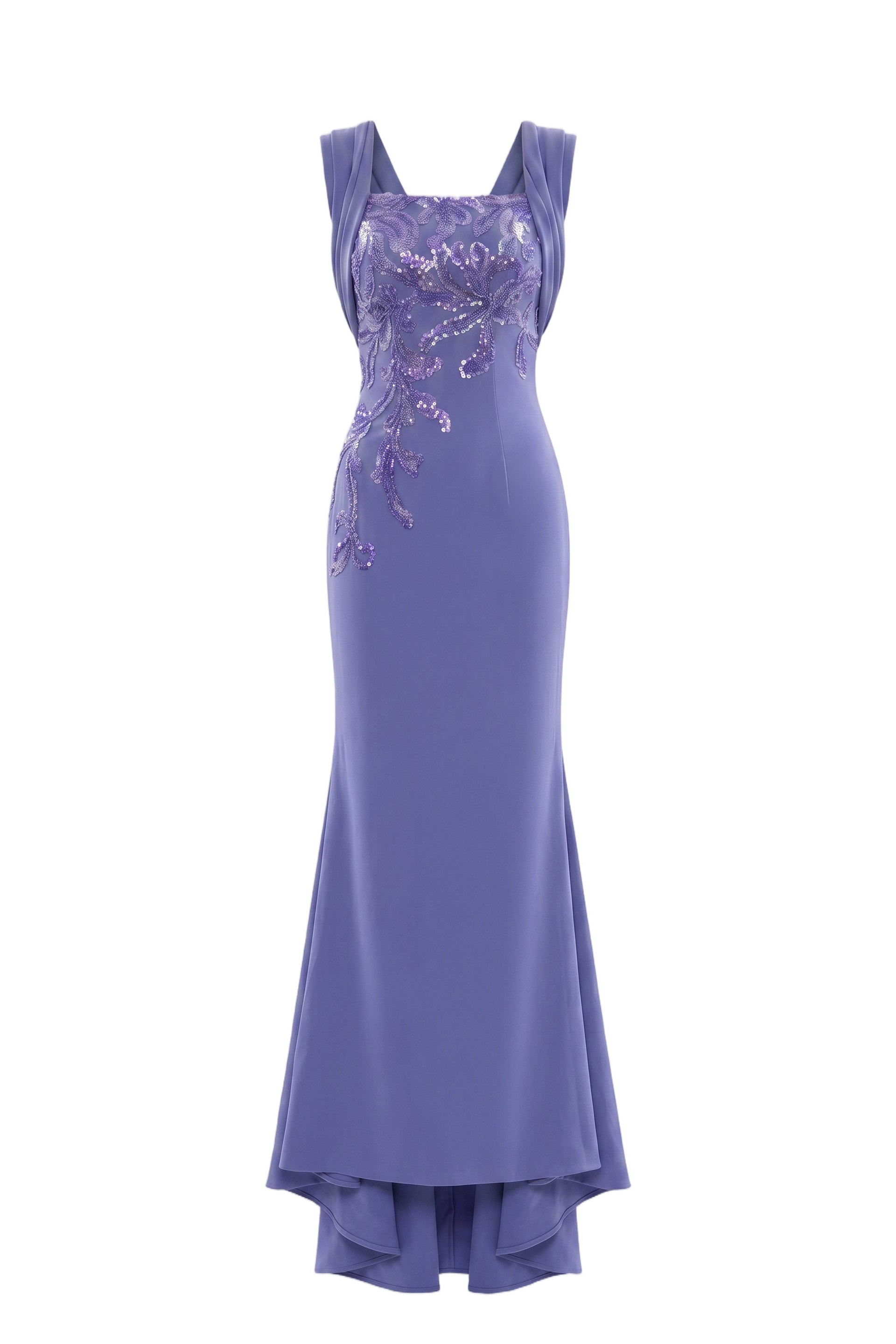 Embellished Long Crepe Dress