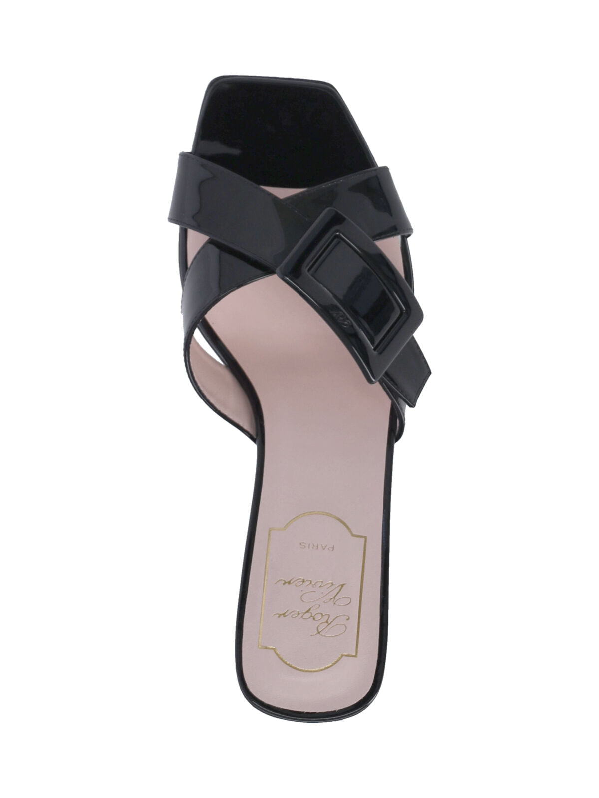 Black Belle Vivier Leather Skyscraper Mules