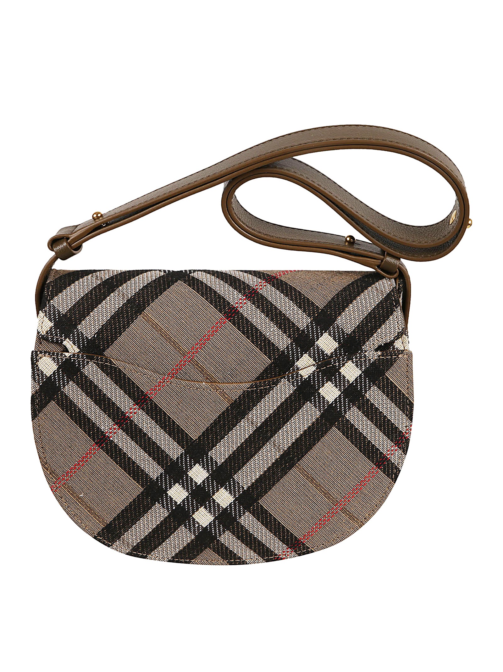 Classic Check Pattern Shoulder Bag with Gold-Tone Hardware