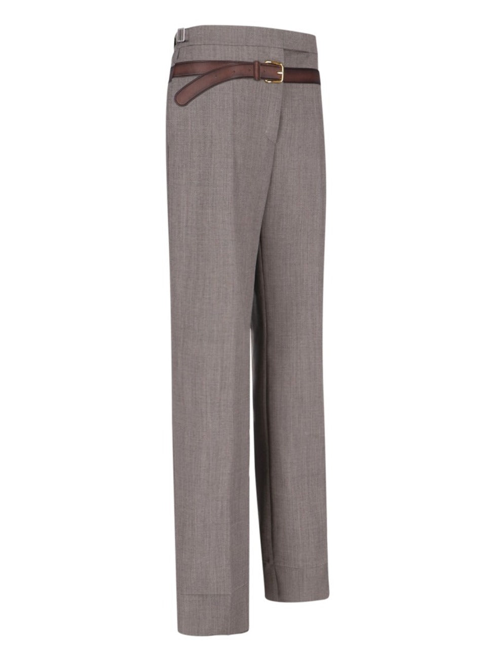 Pants With Trompe-L'œil Belt – Brown