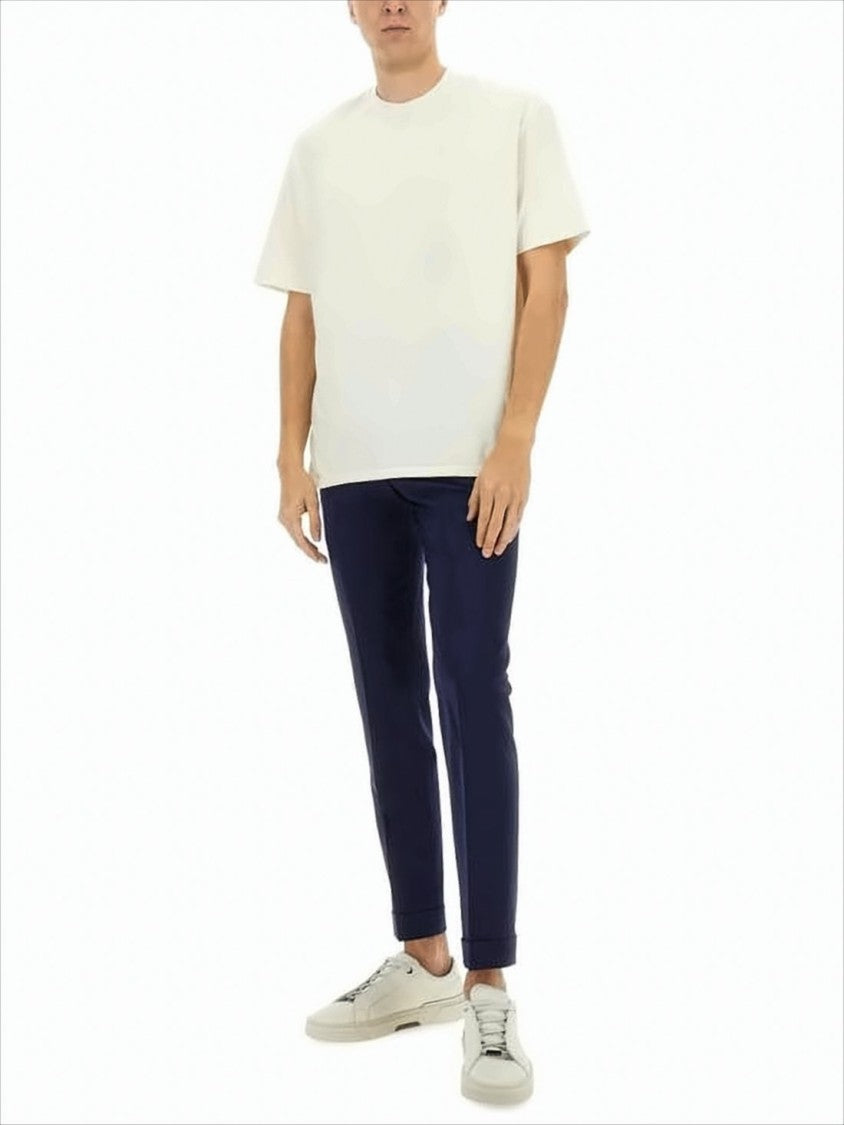 Tailored Navy Straight-Fit Pants with Cuffed Hem