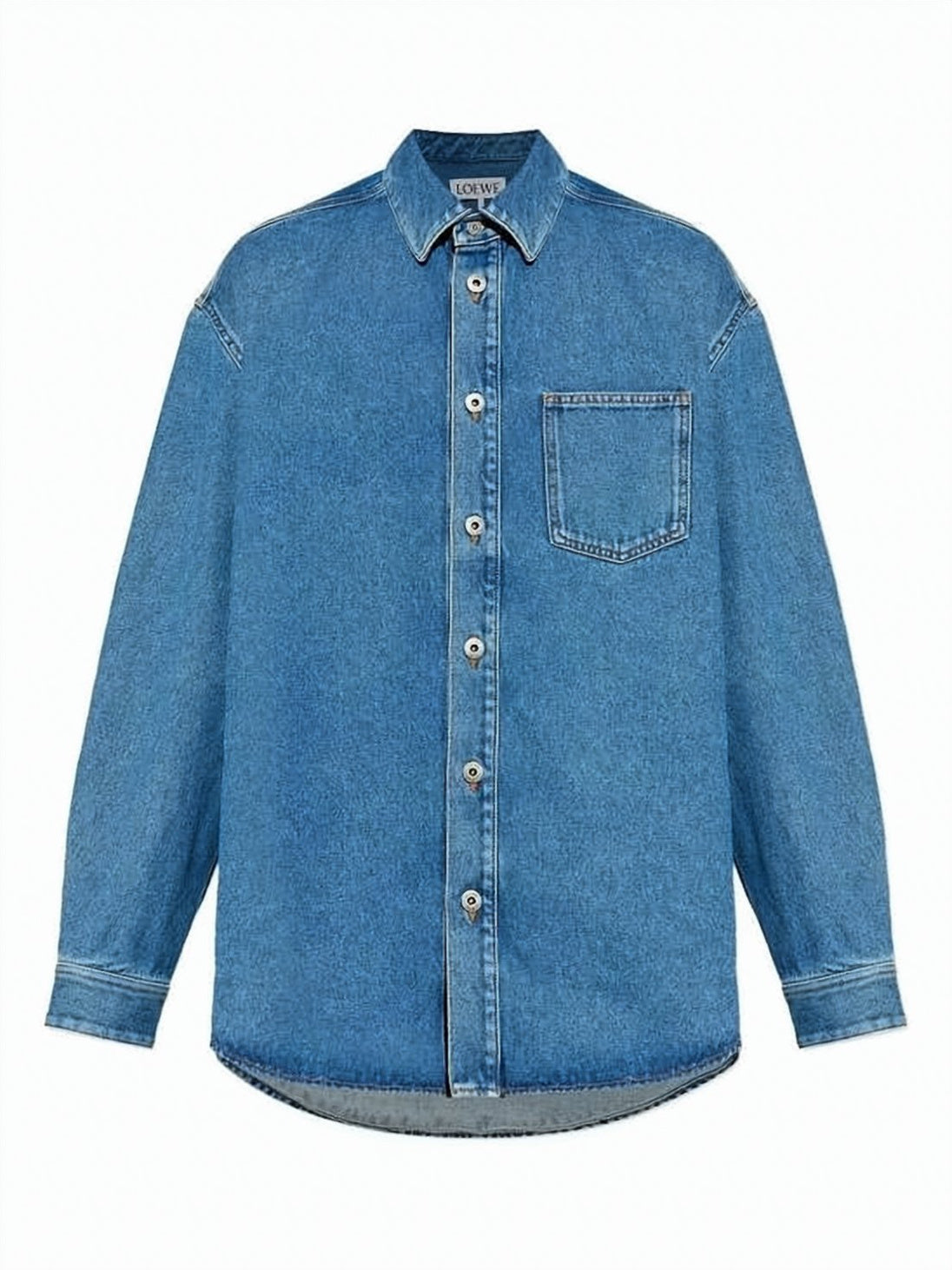 Denim Long-Sleeve Casual Shirt With Embroidered Detail