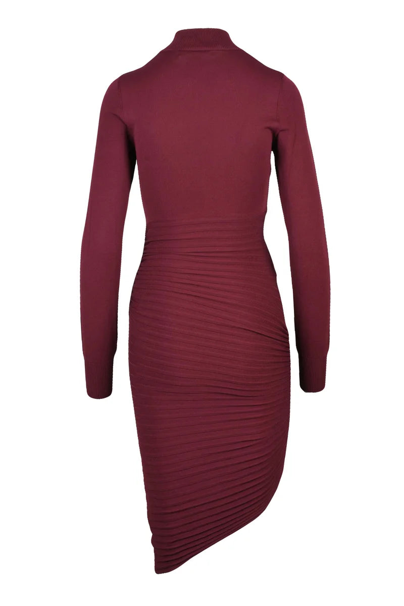 Long Ruched Dress - Red