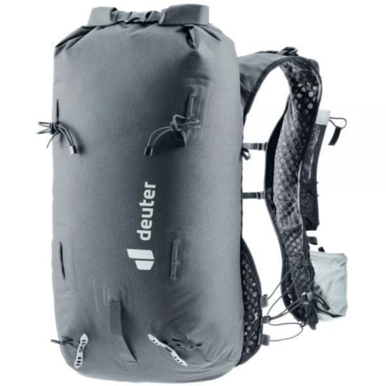 Roll-Top Black Backpack With Streamlined Silhouette And Padded Straps