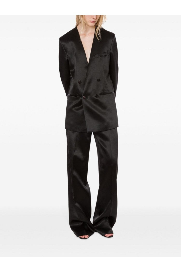Double-Breasted Blazer With Structured Shoulders And Sheen