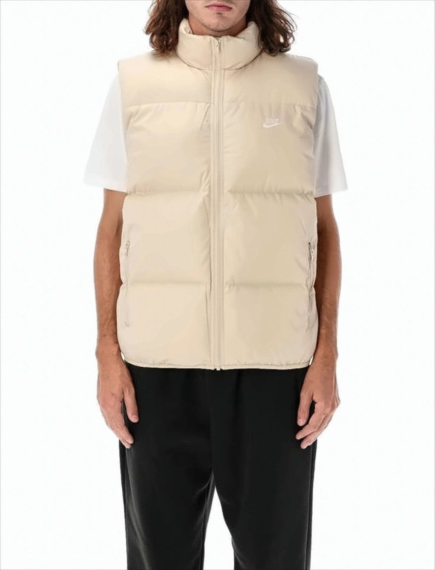 Sleeveless Padded Vest with High Collar and Zipper Closure