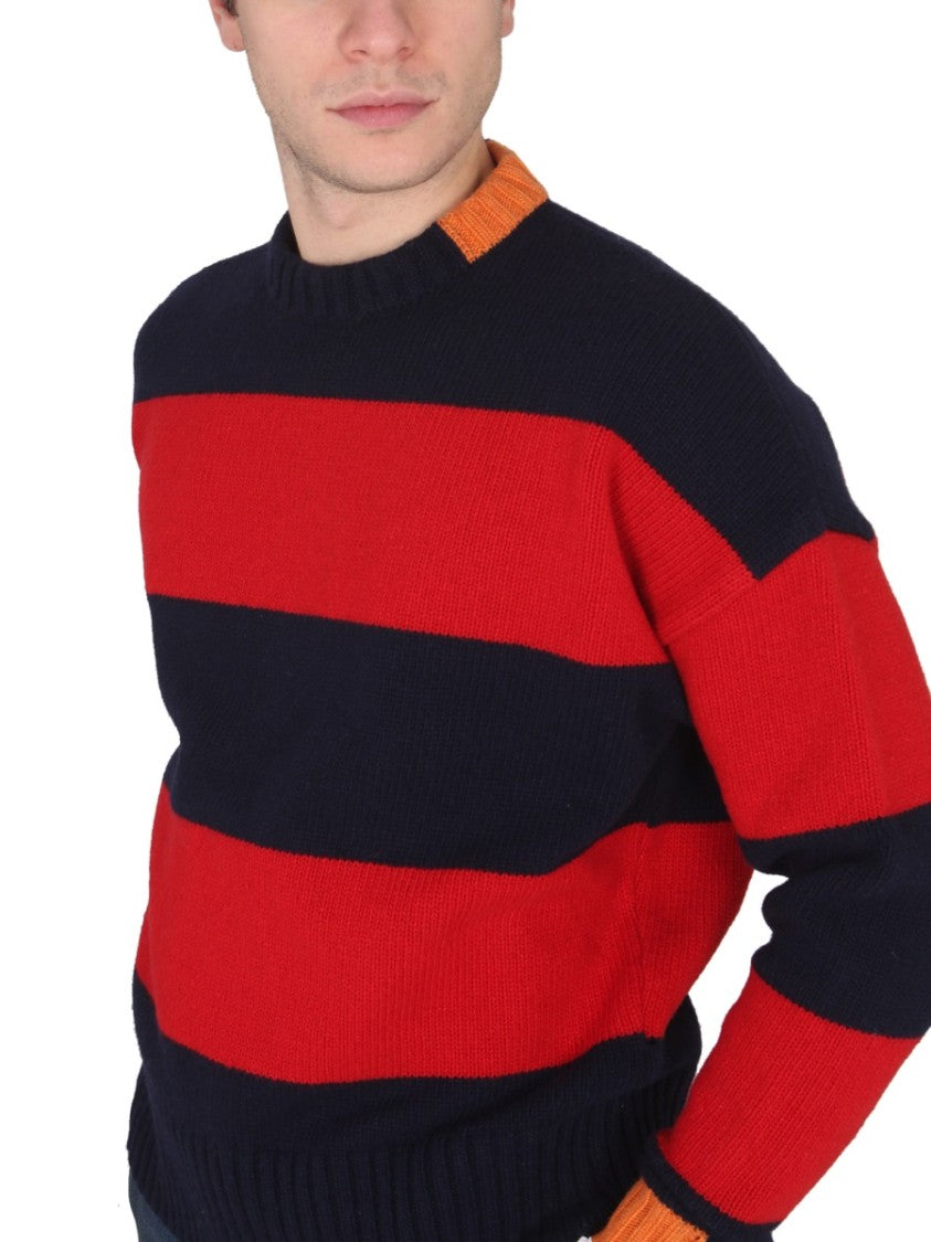 Cross-Neck Rugby Shirt With Horizontal Stripes