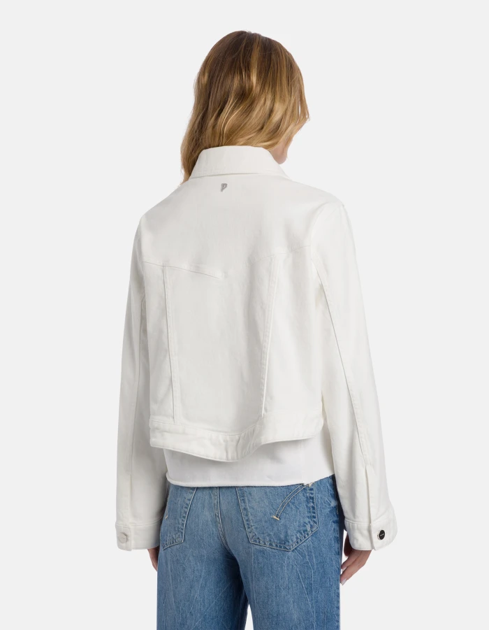 Cropped Jacket with Classic Collar and Minimalist Design