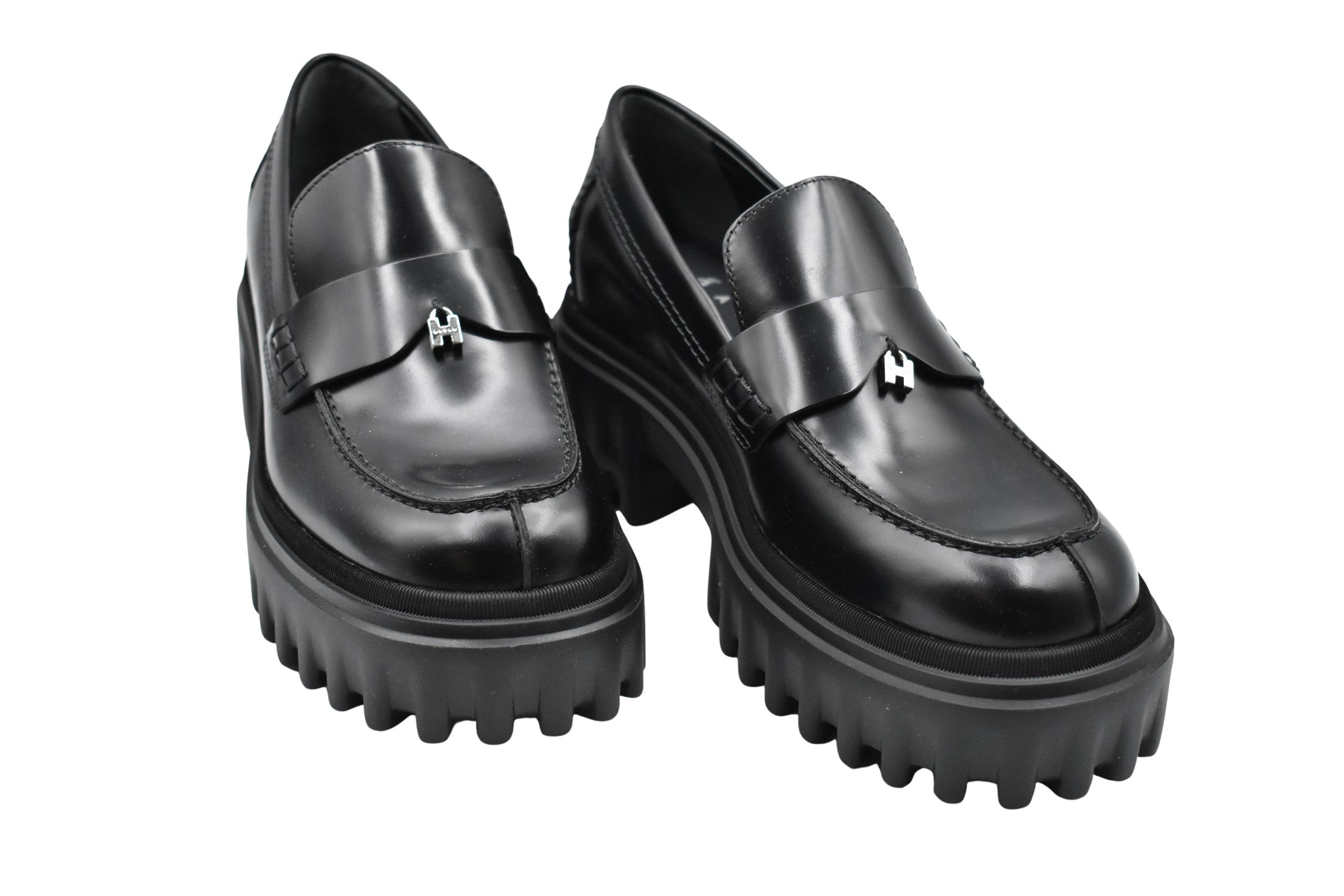 Black Leather Low-Top Loafers