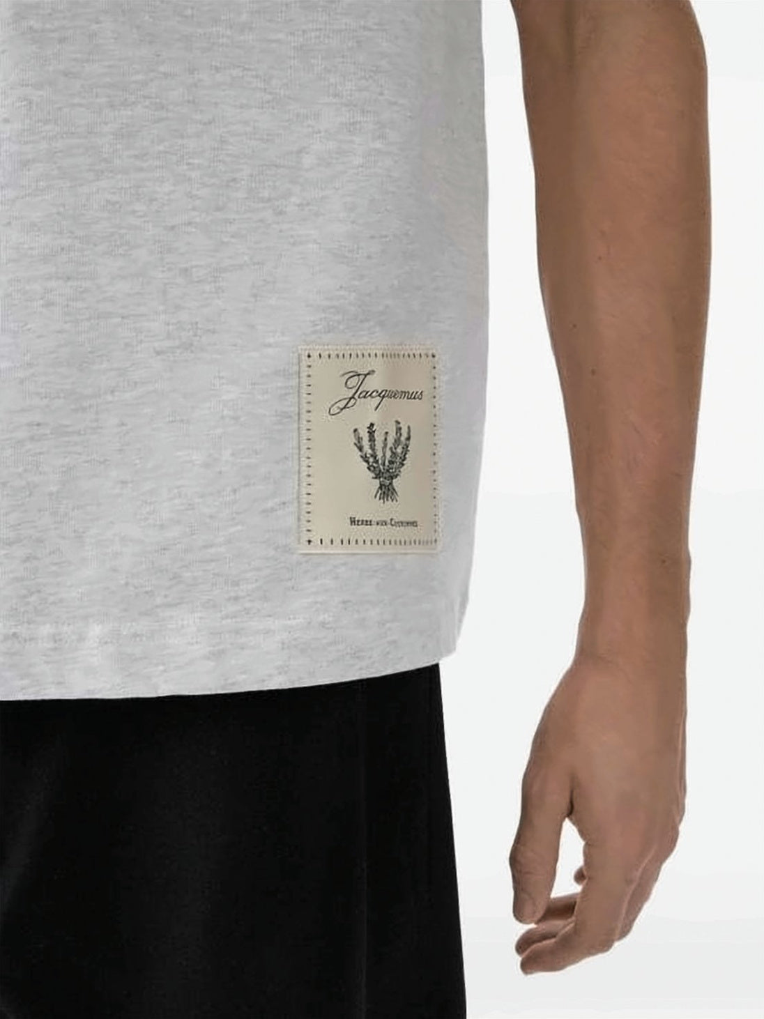 Light Grey Cotton T-Shirt with Embroidered Patch