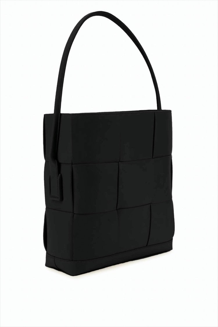 Vertical Woven Calfskin Shoulder Bag