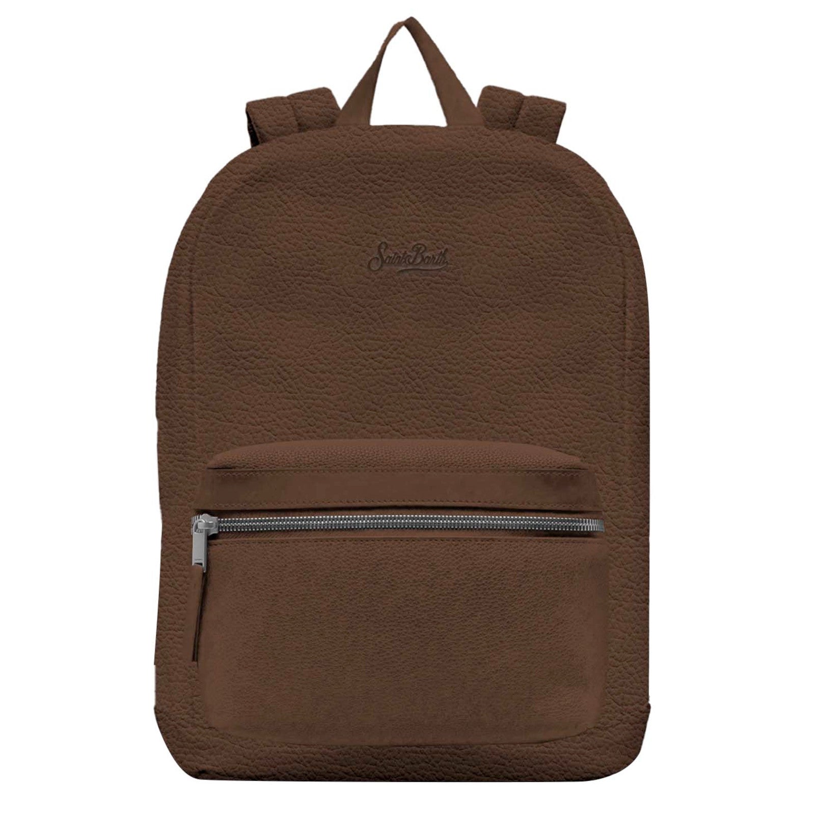 Textured Brown Backpack with Rounded Top