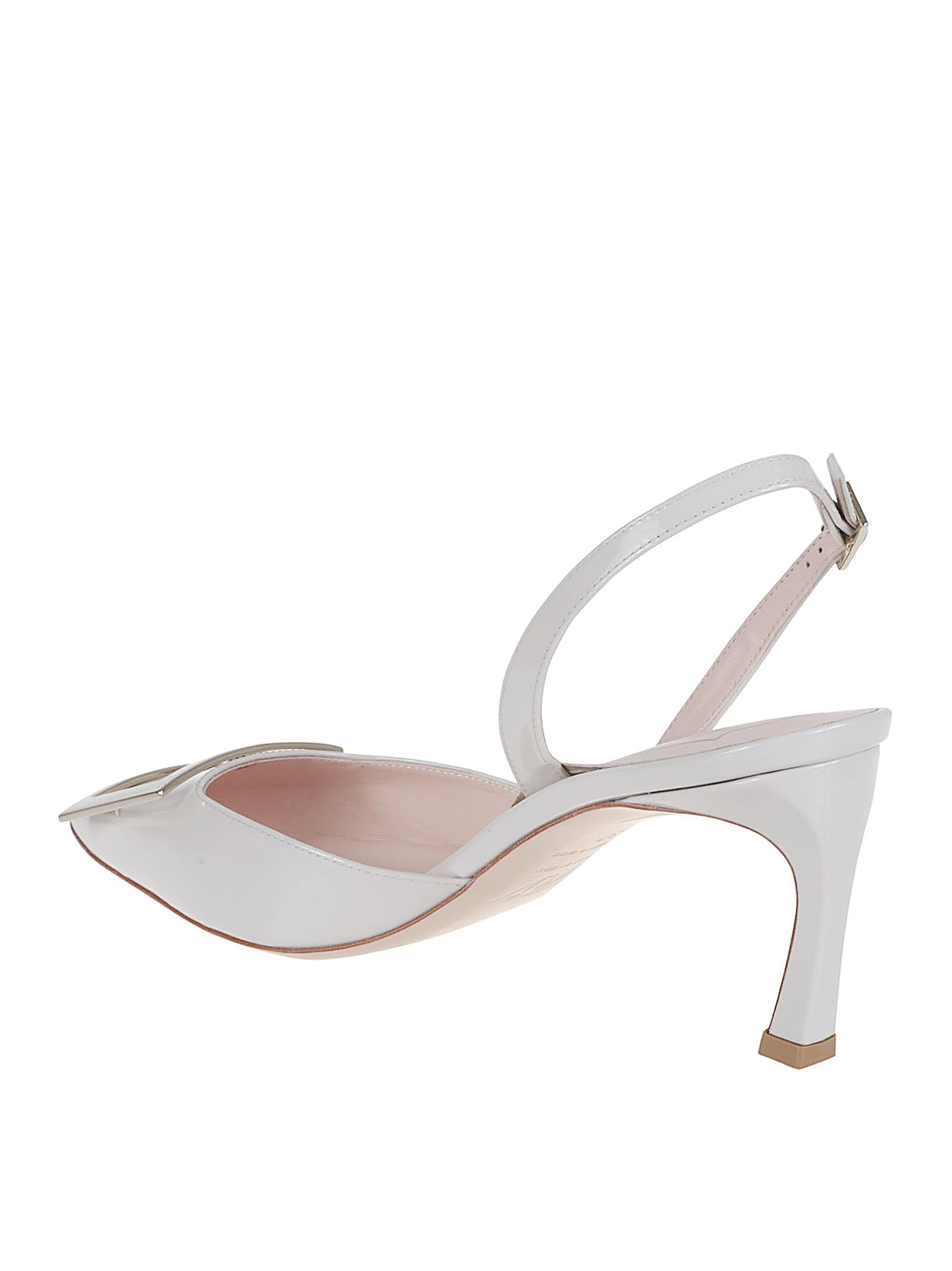 Slingback Heels with Square Metallic Buckle Detail
