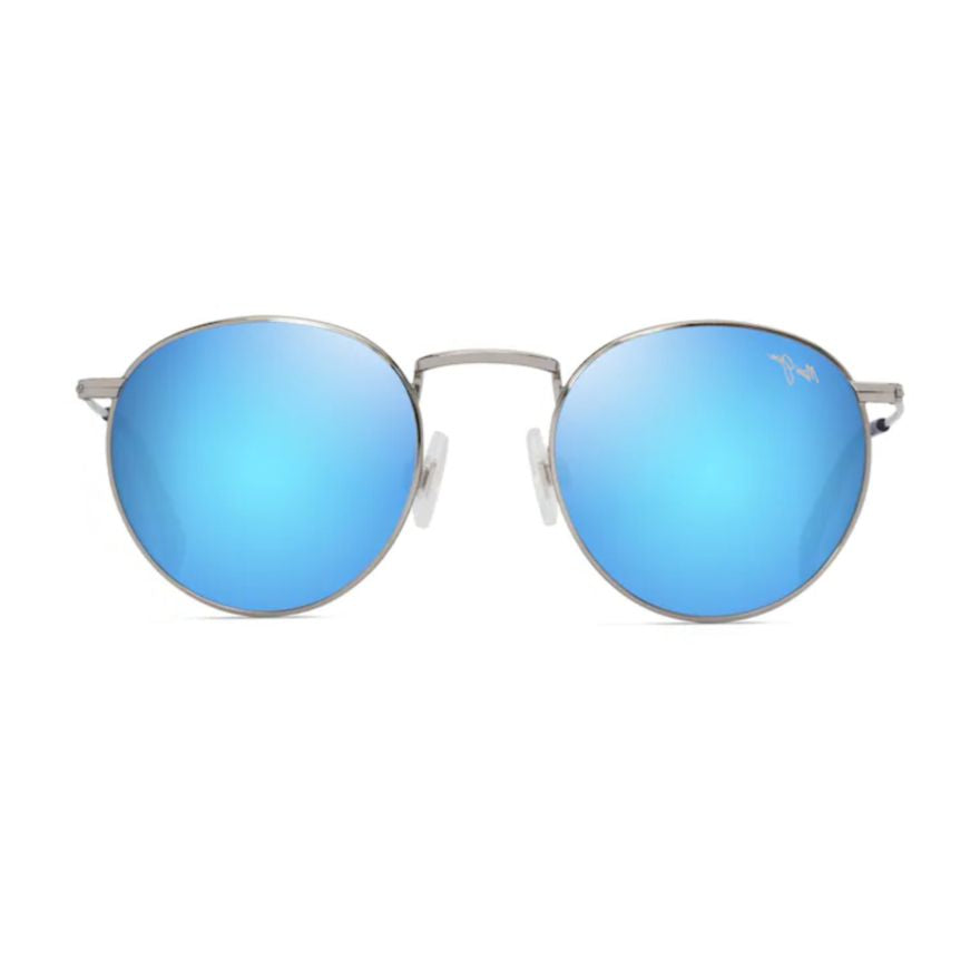 Pukaua Mirror-Tinted Round Frame Sunglasses with Metallic Accents