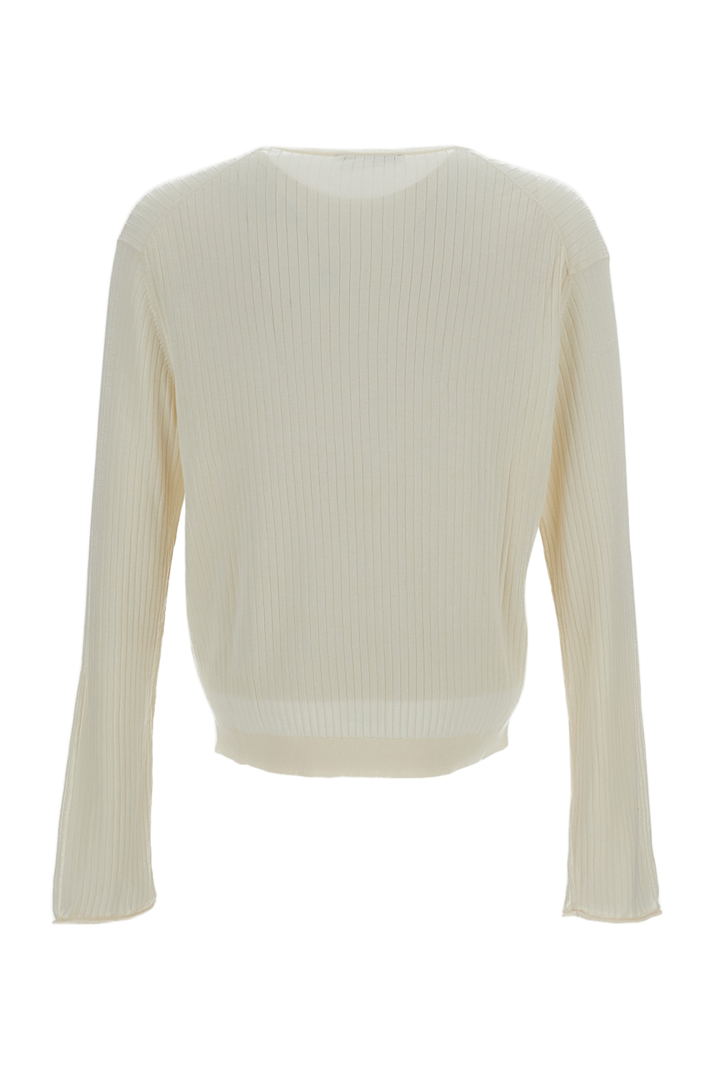 White Fine Henley Cotton Knit
