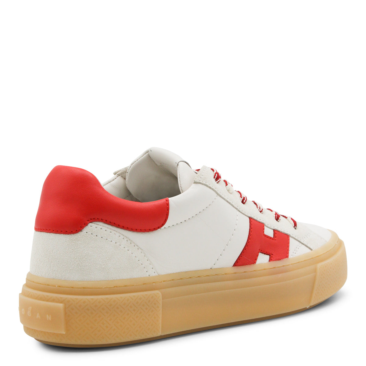 Skórzane sneakersy z czerwonymi akcentami