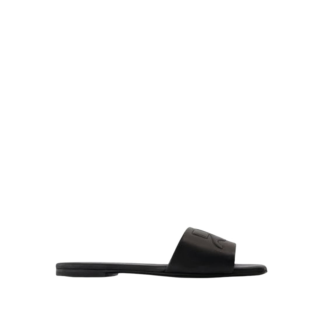 Minimalist Black Lambskin Slip-On Mules