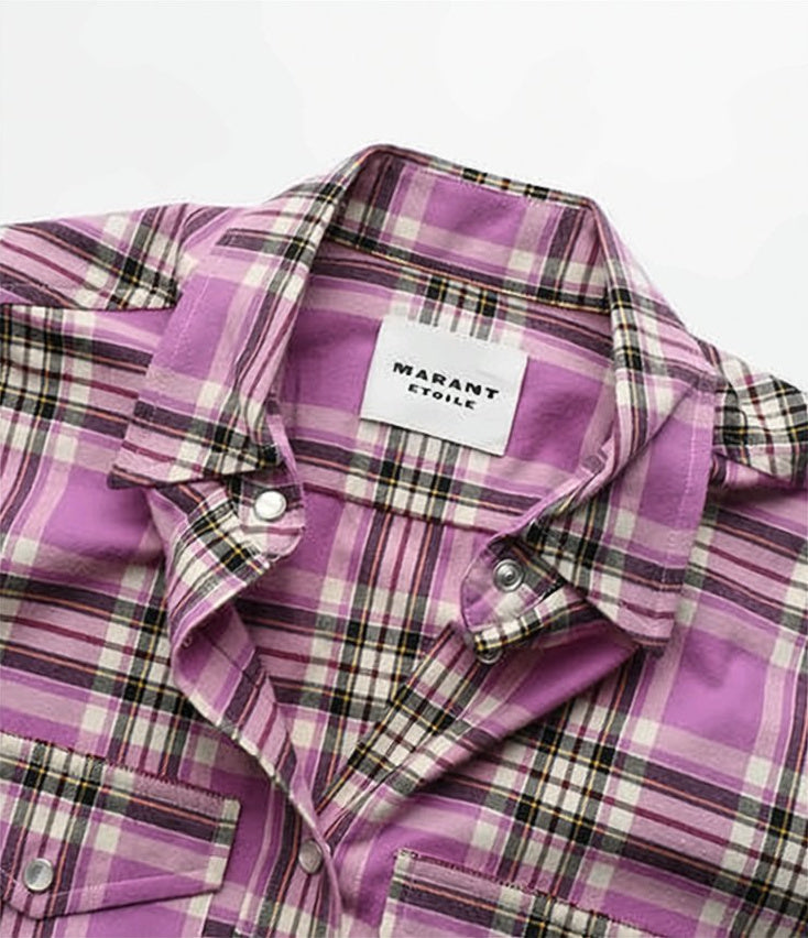 Plaid Long-Sleeved Shirt with Classic Collar