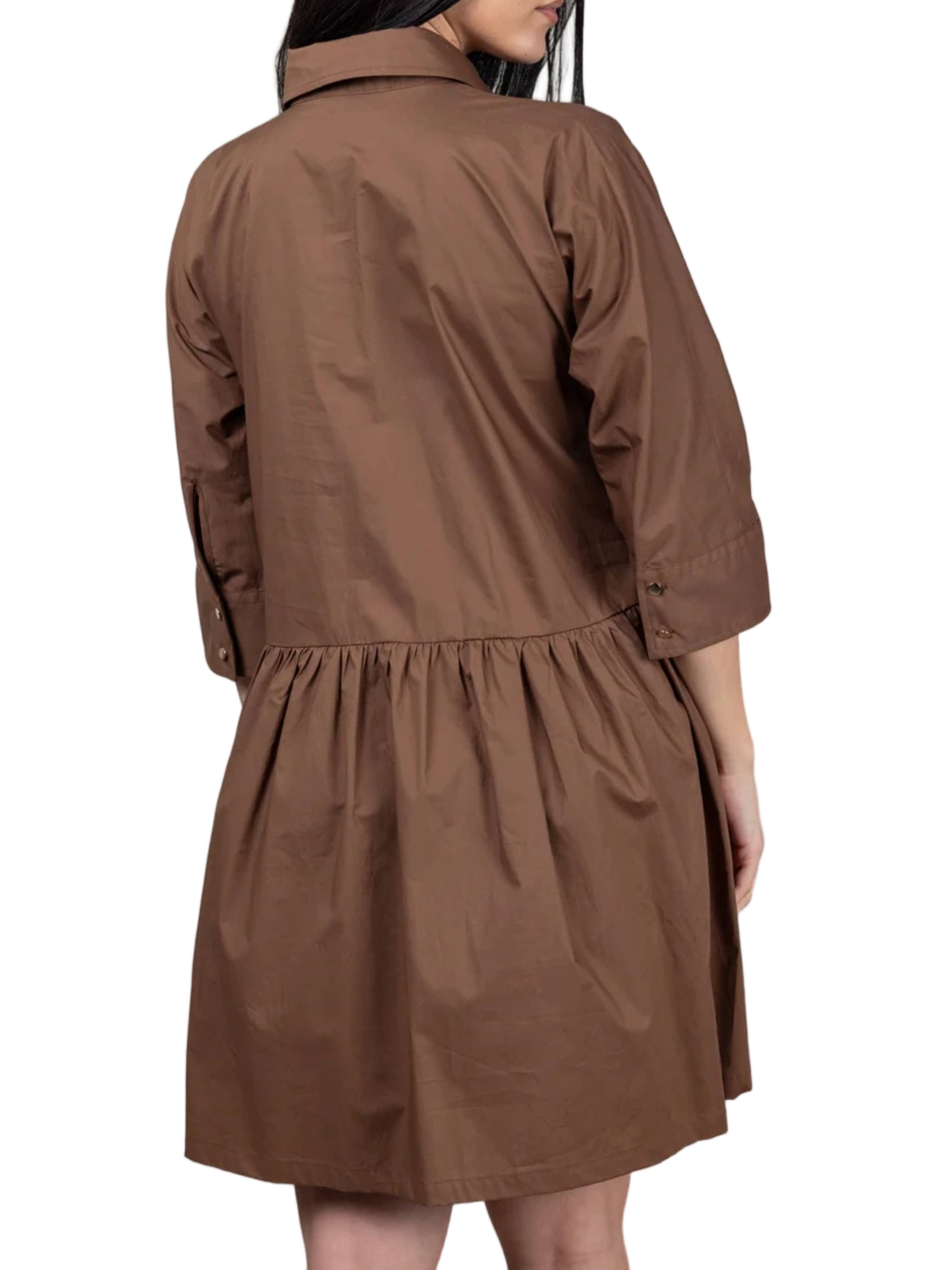 Brown Abito Loose-Fit Gathered Mini Dress