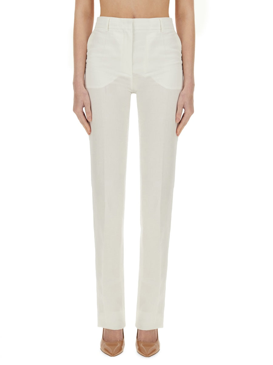 Straight-Fit Tailored Pants With Mid-Rise Waist
