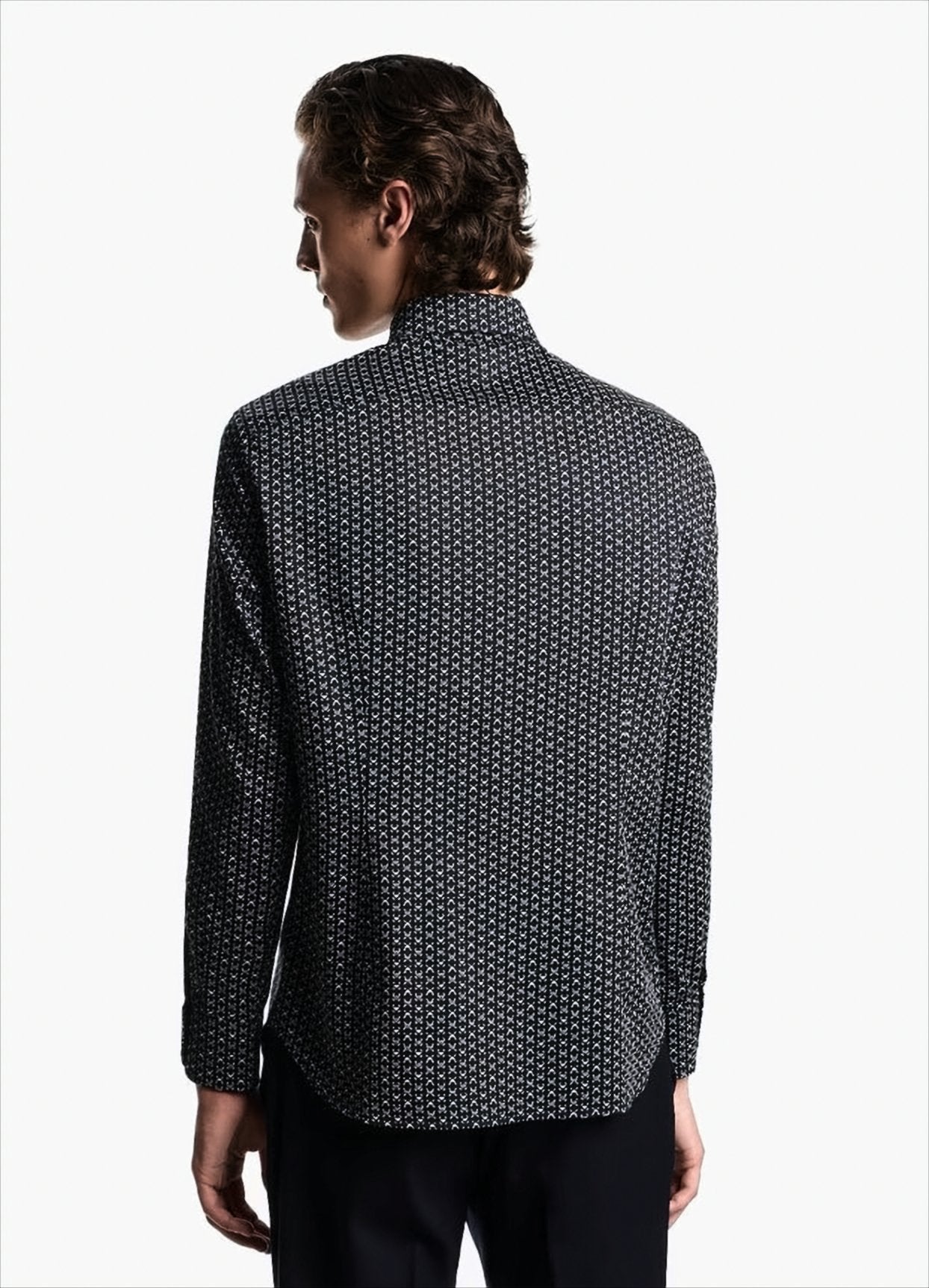Tailored Blue Shirt With All-Over Print