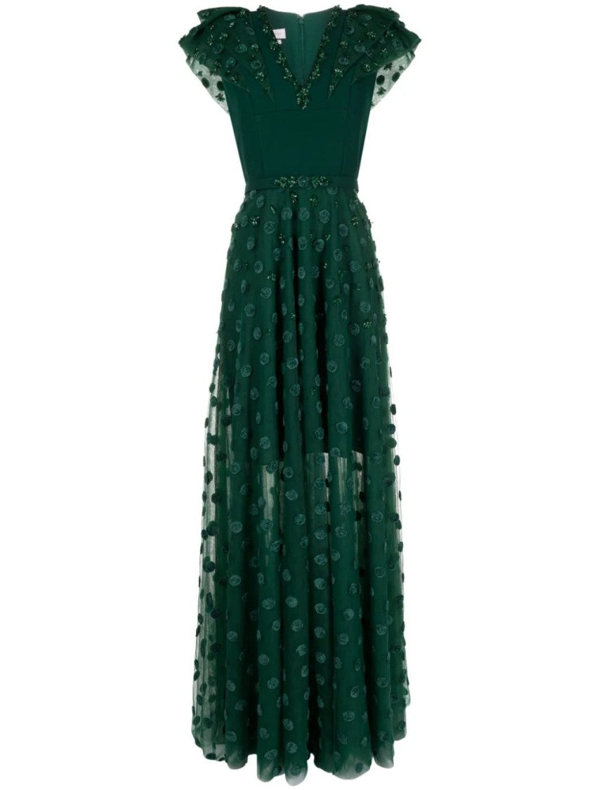 Beaded Tulle Dress With Polka Dots