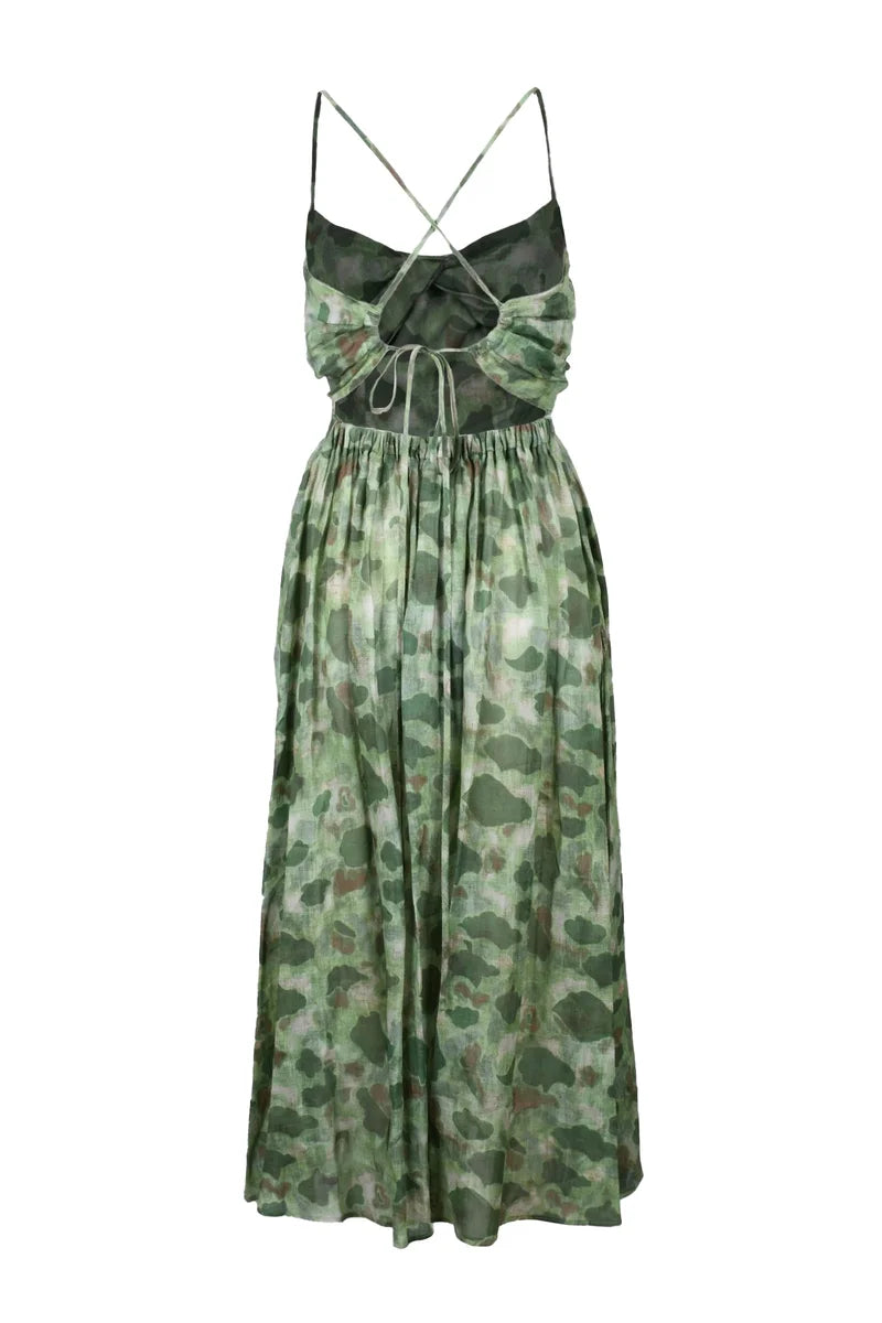 Long Ramie Dress - Green