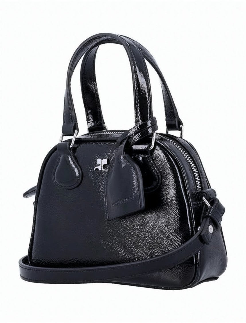 Structured Black Cow Leather Crossbody Bag