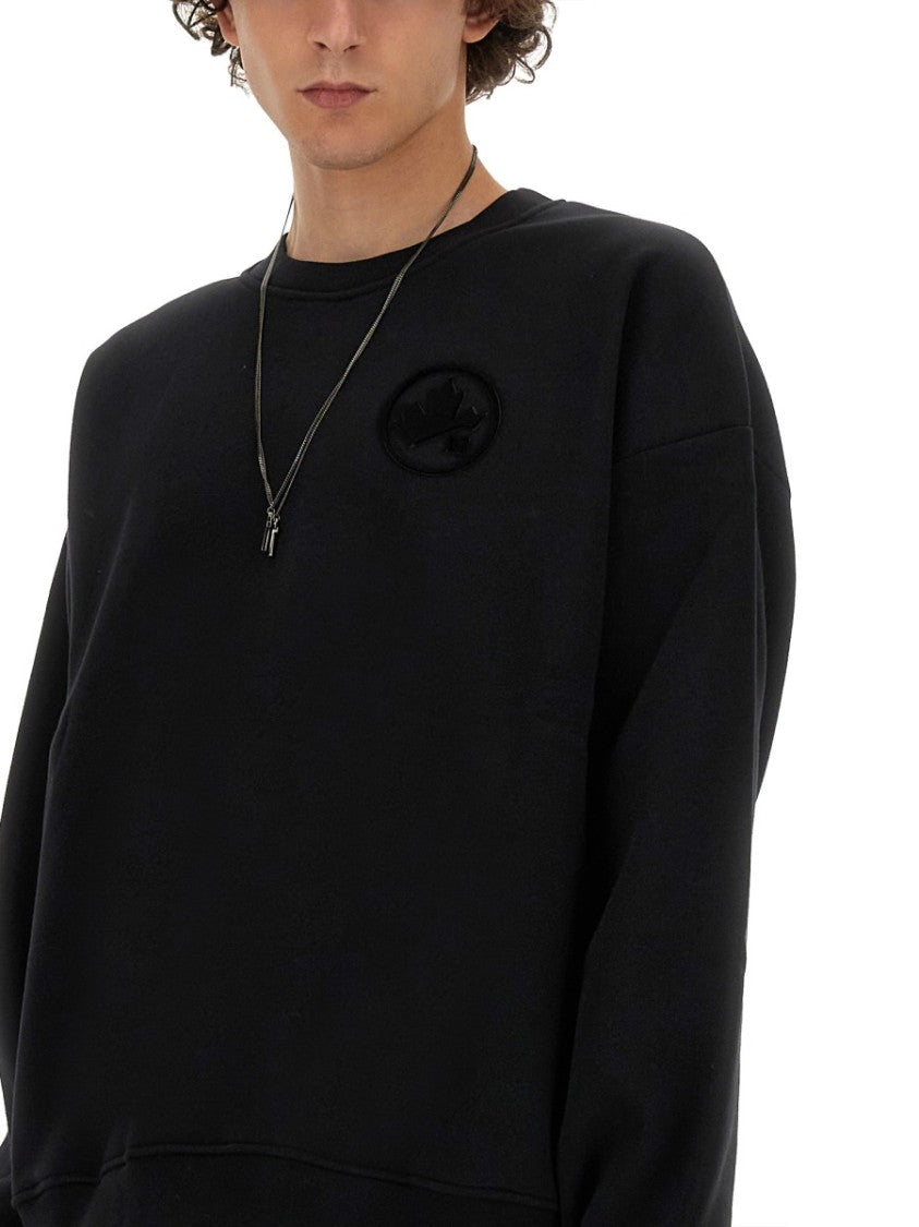 Black Sweatshirt With Crew Neckline