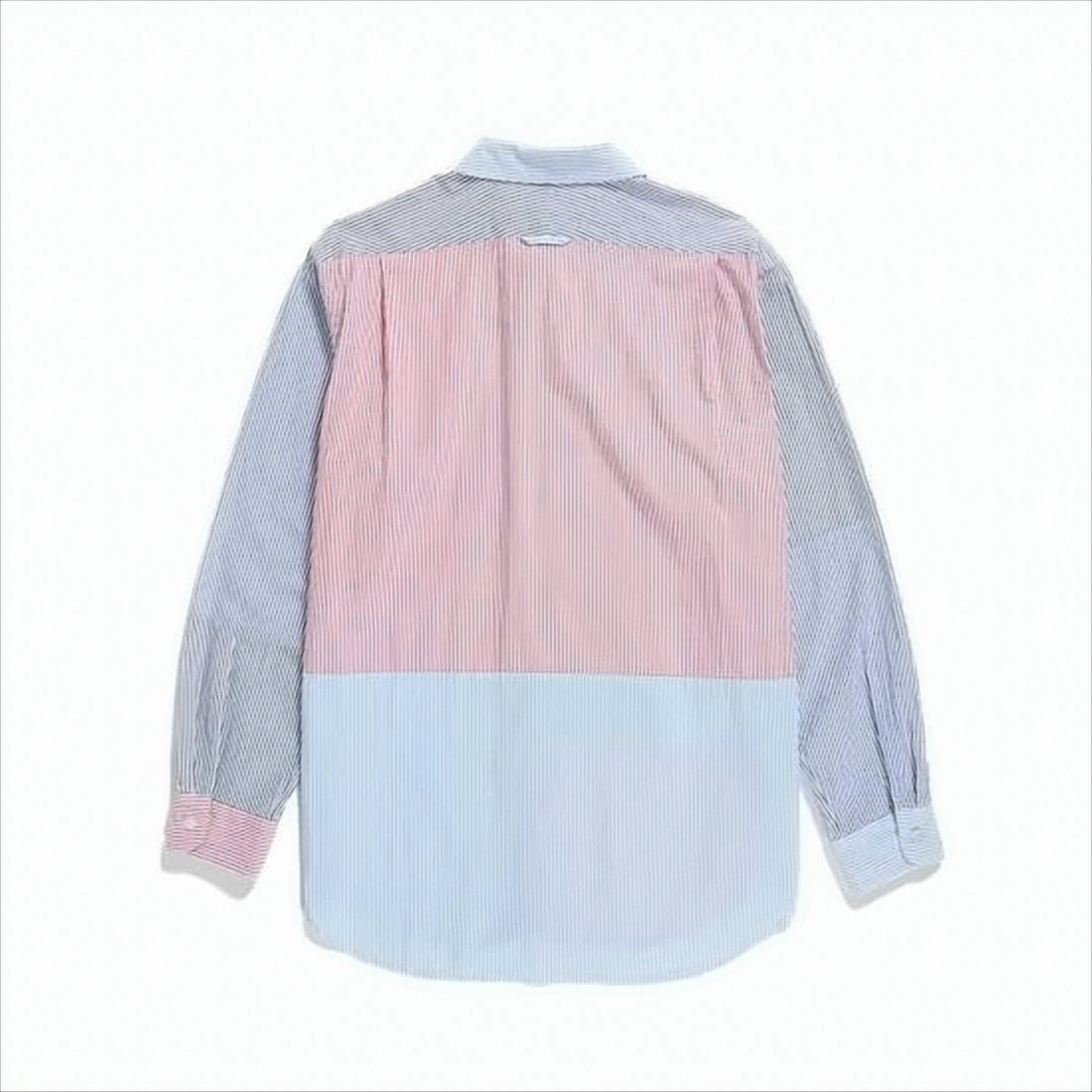 Patchwork Long-Sleeve Shirt with Classic Collar