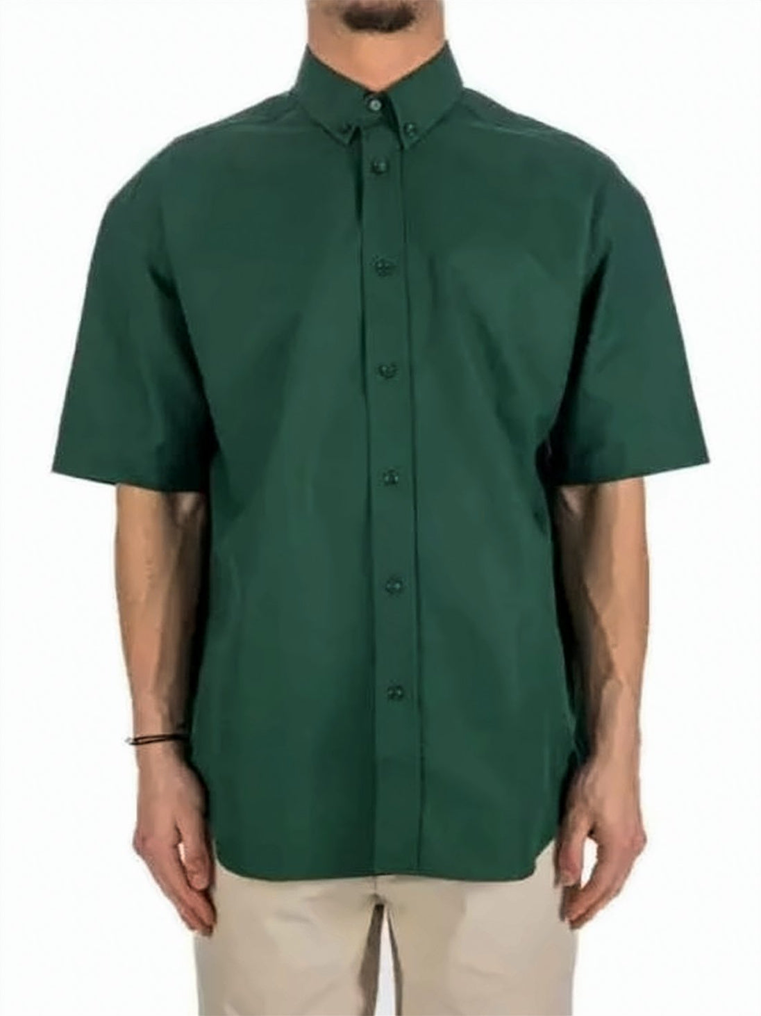 Short-Sleeve Button-Up Shirt with Classic Collar