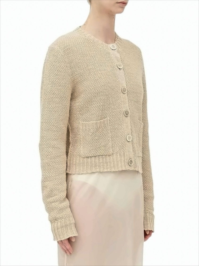Cropped Textured Knit Cardigan