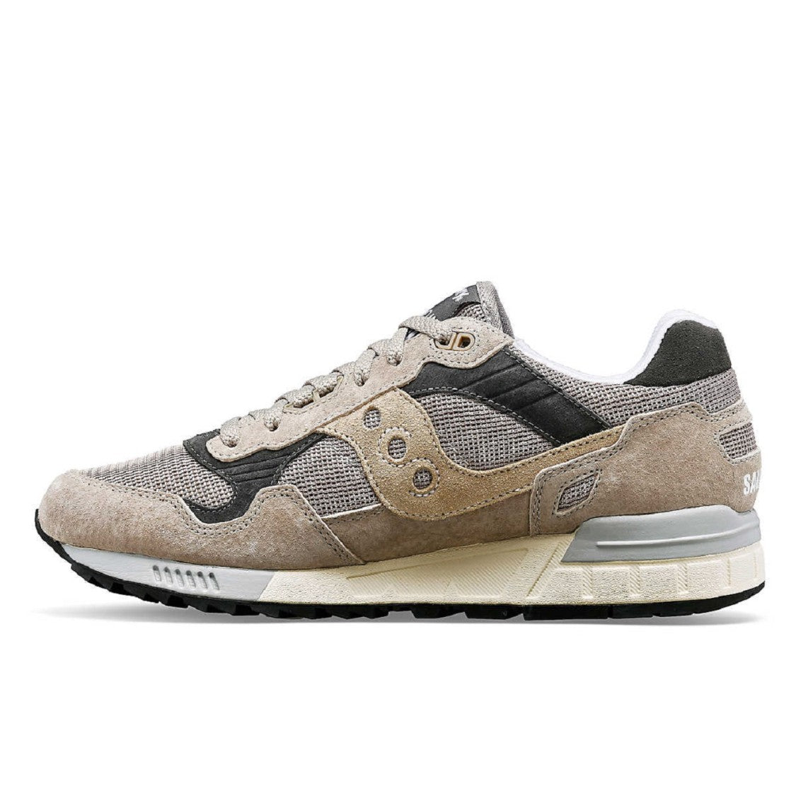 Beige Suede And Mesh Sneakers With Cushioned Sole