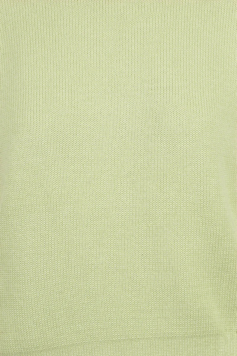 Cotton Crew Neck Sweater - Apple Green