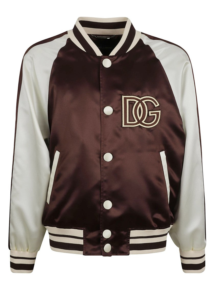 Satin Finish Bomber Jacket With Contrasting Sleeves