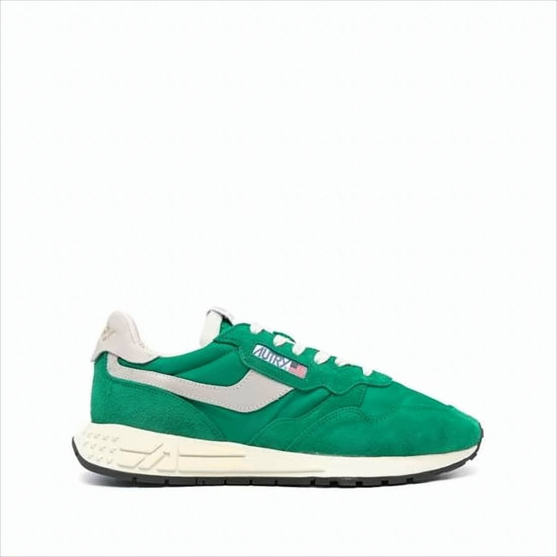 Green Suede and Nylon Sneakers
