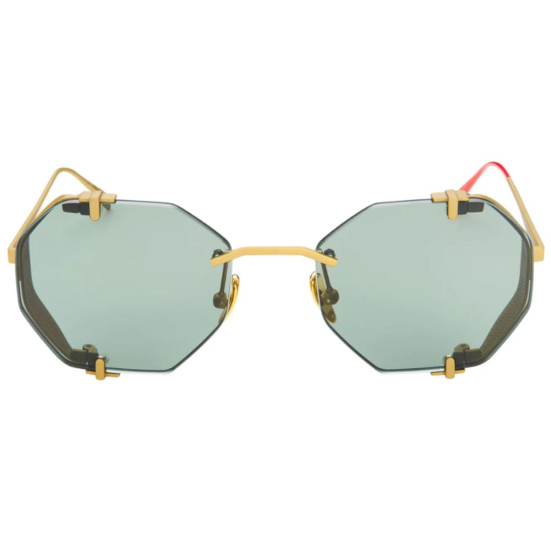 Sever Sv-2 Octagonal Frameless Sunglasses with Gold-Toned Titanium Accents