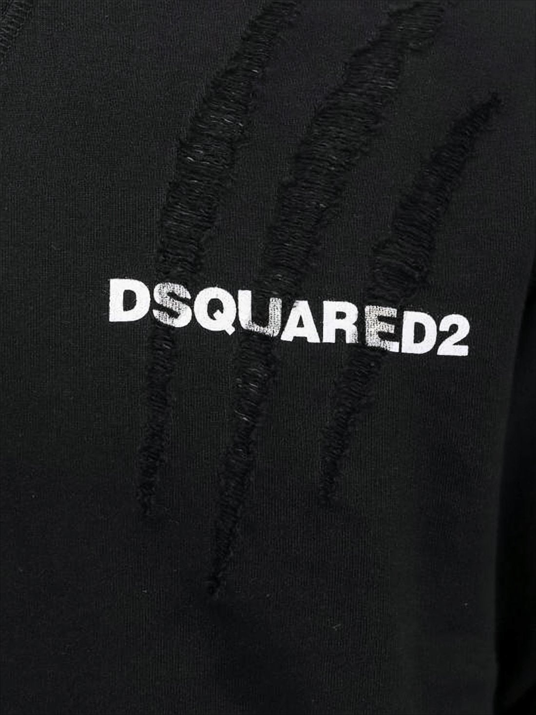 Long-Sleeve Crewneck Sweatshirt with Distressed Detail