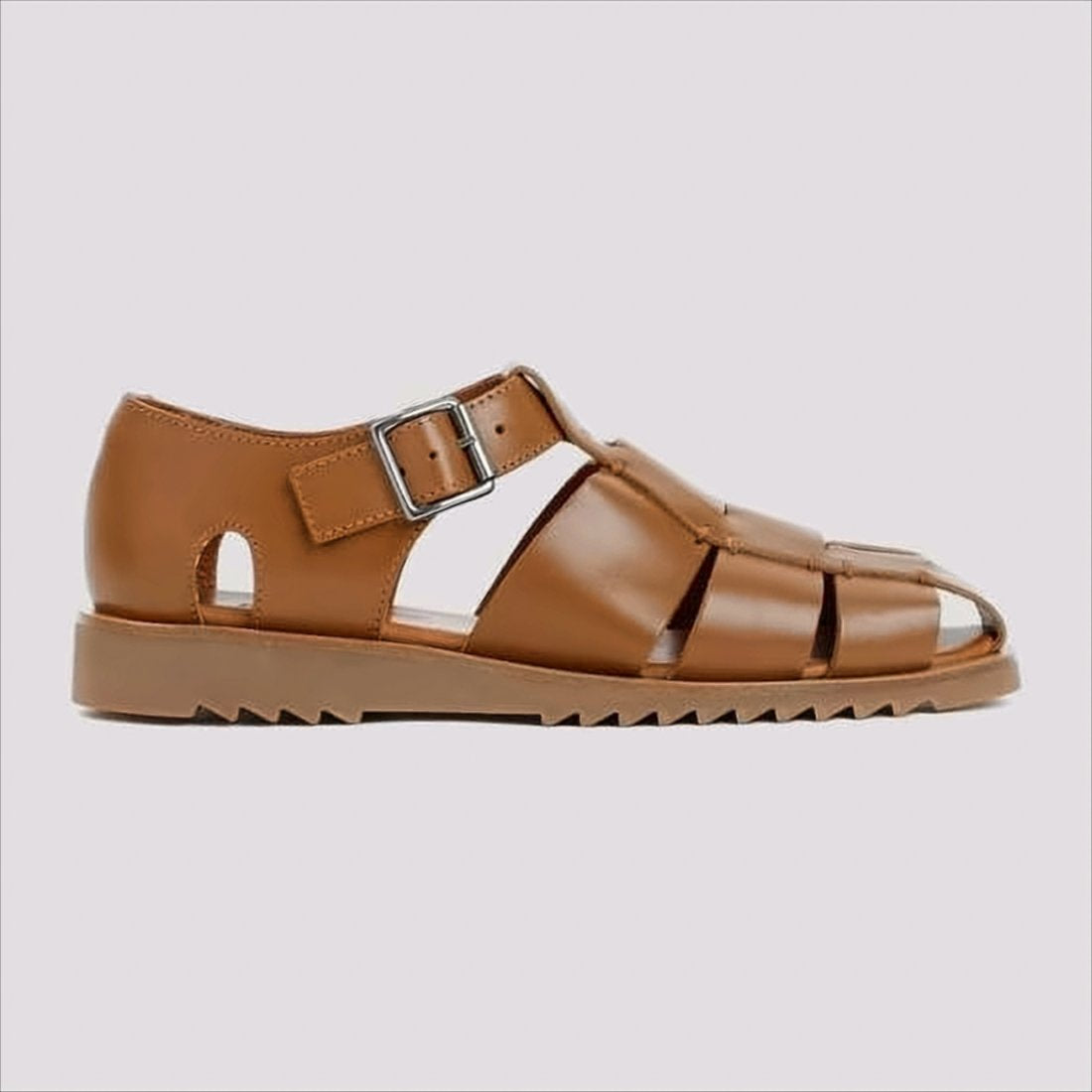 Closed-Toe Brown Leather Sandals