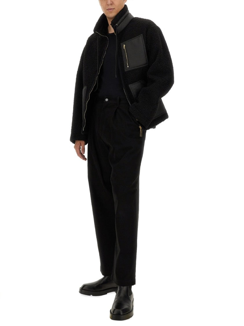 Textured Black Jacket With Zip Closure