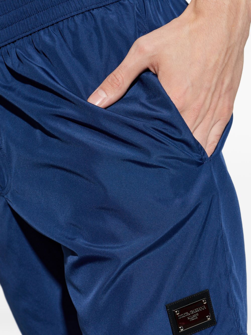 Deep Blue Elastic Waistband Swim Shorts